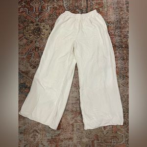 White lined linen pants